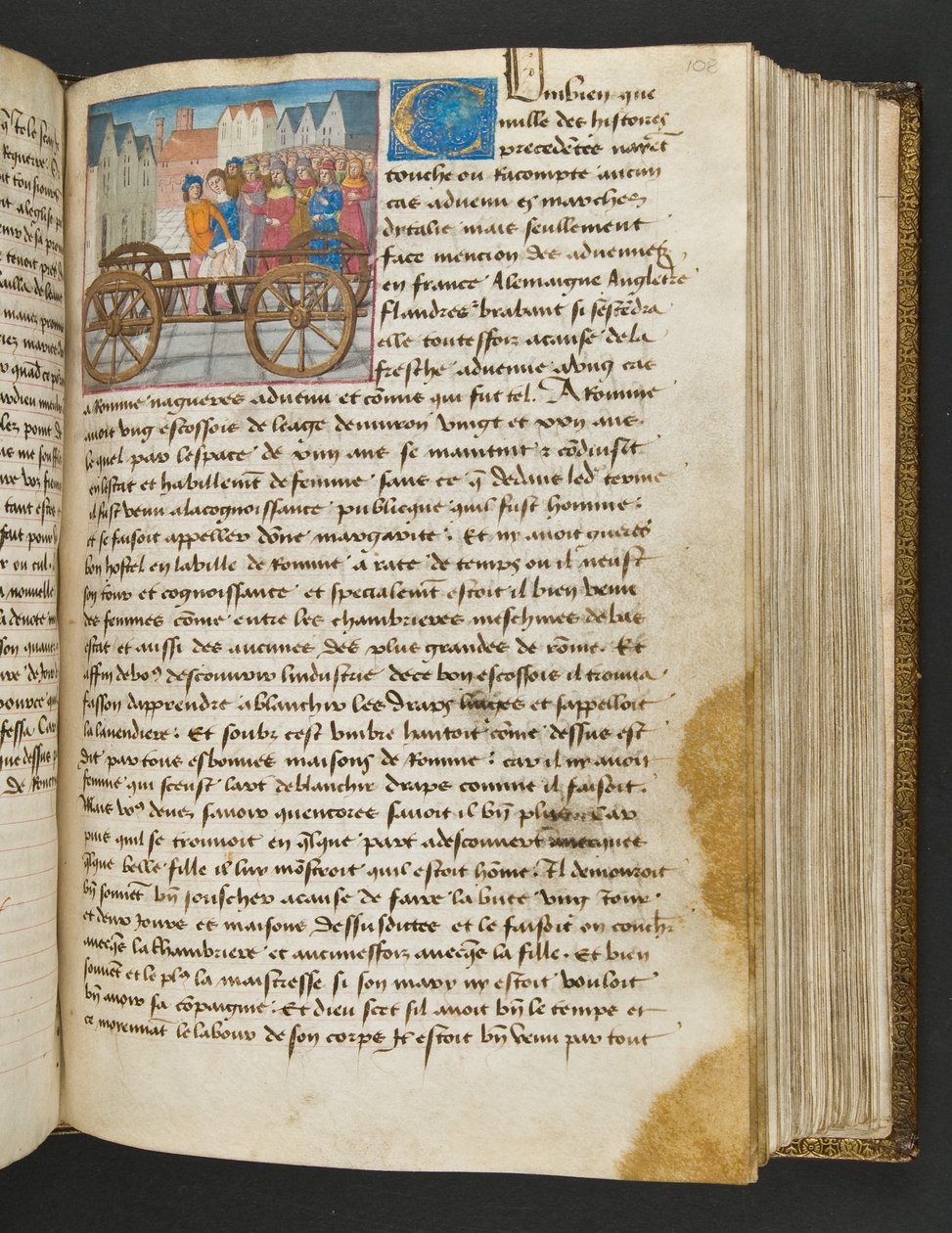 ^ MS Hunter 252 108r صفحة من Hundred News News ، c.1461-62 بواسطة المدرسة الفرنسية