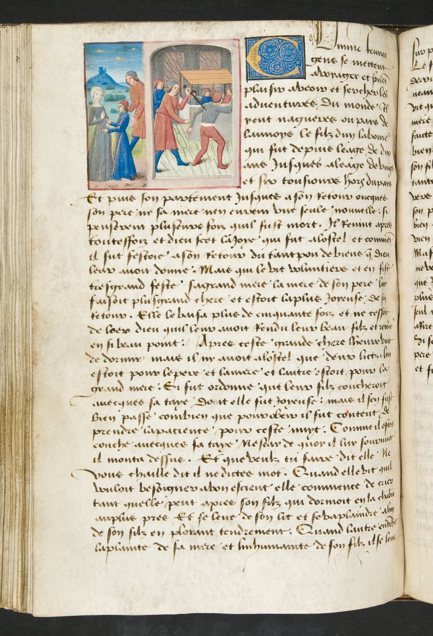 ^ MS Hunter 252 115v صفحة من Hundred News News ، c.1461-62 بواسطة المدرسة الفرنسية