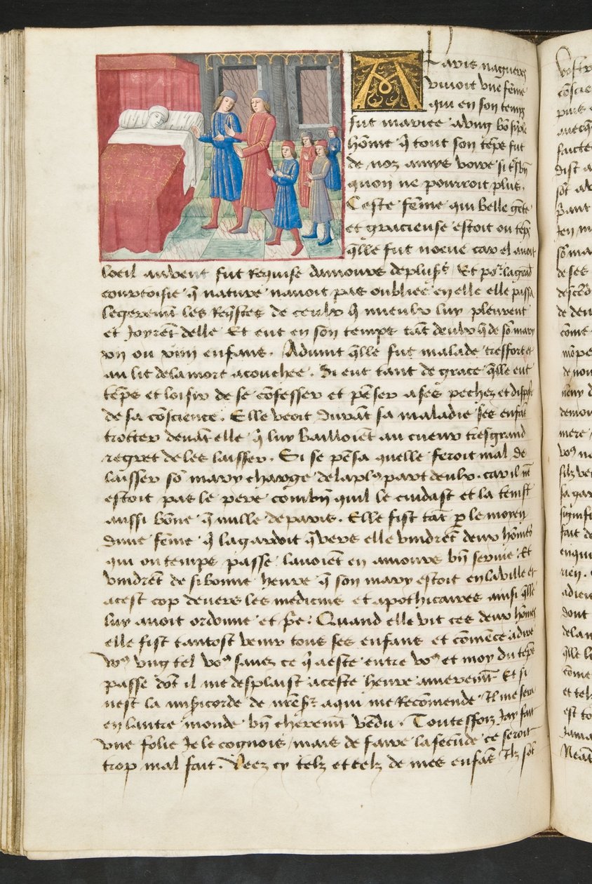 ^ MS Hunter 252116v صفحة من Hundred News News ، c.1461-62 بواسطة المدرسة الفرنسية