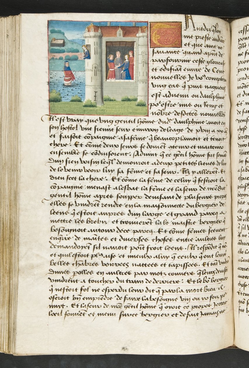 ^ MS Hunter 252 127v صفحة من Hundred News News ، c.1461-62 بواسطة المدرسة الفرنسية