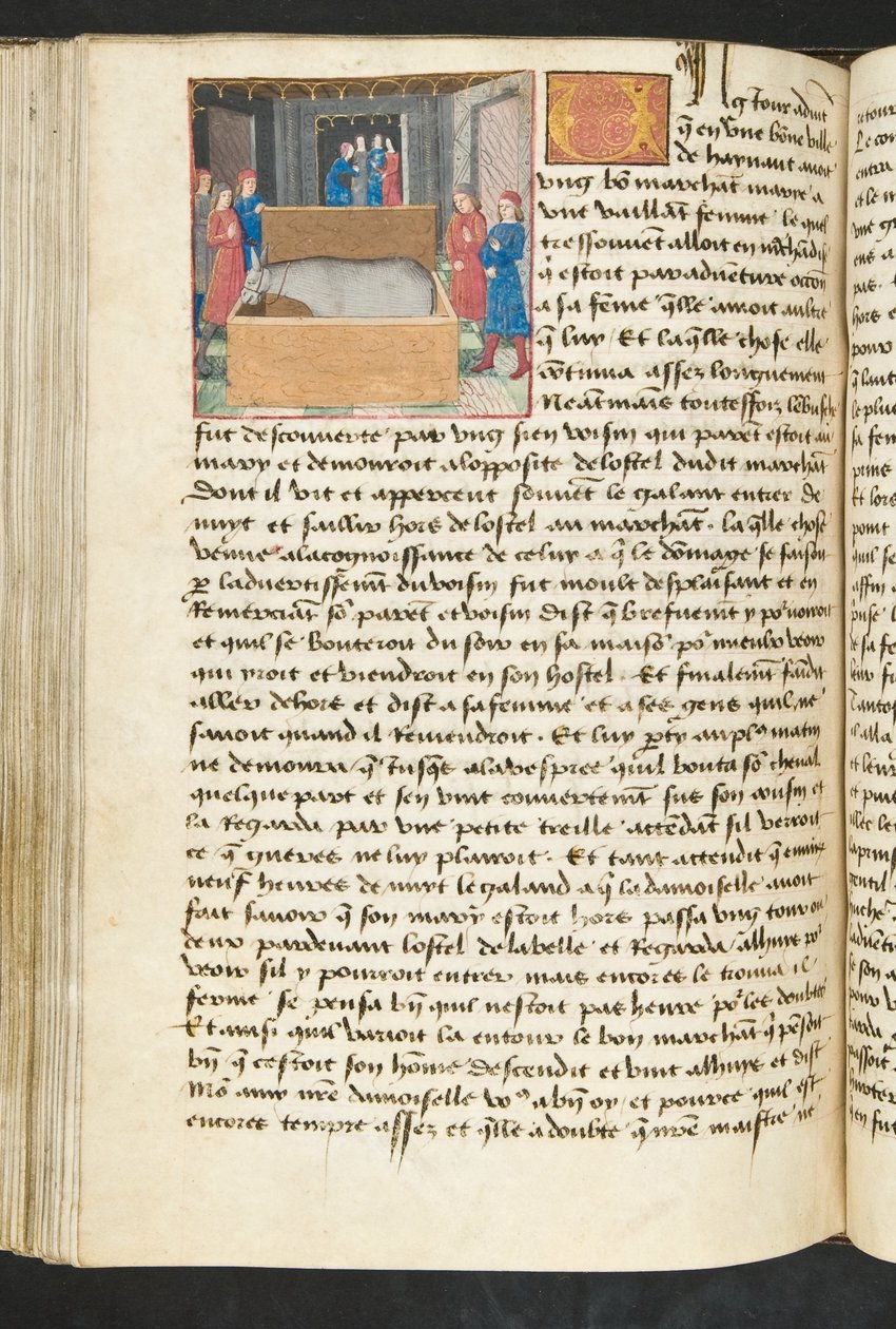 ^ MS Hunter 252 134v صفحة من Hundred News News ، c.1461-62 بواسطة المدرسة الفرنسية