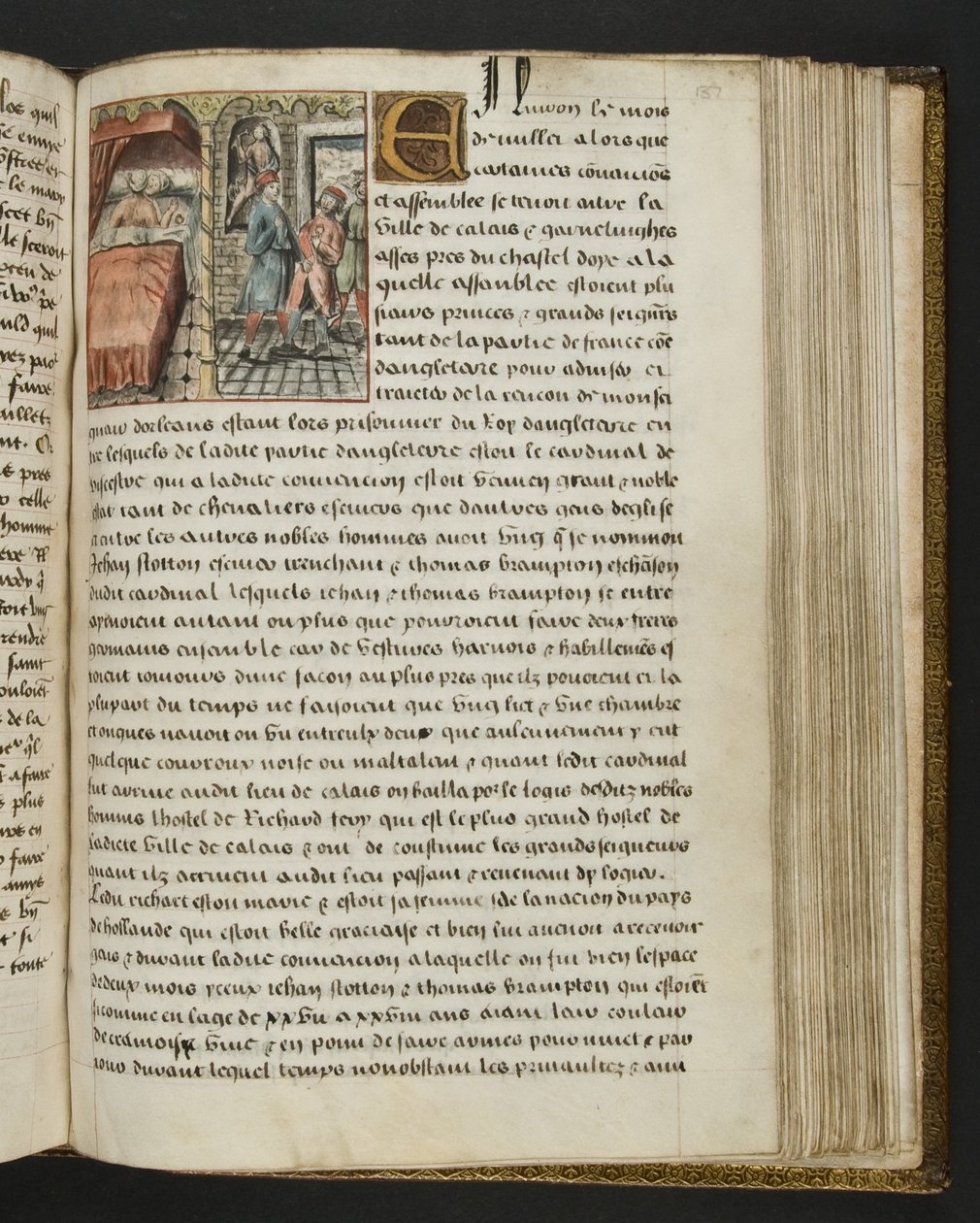 ^ MS Hunter 252 137r صفحة من Hundred News News ، c.1461-62 بواسطة المدرسة الفرنسية