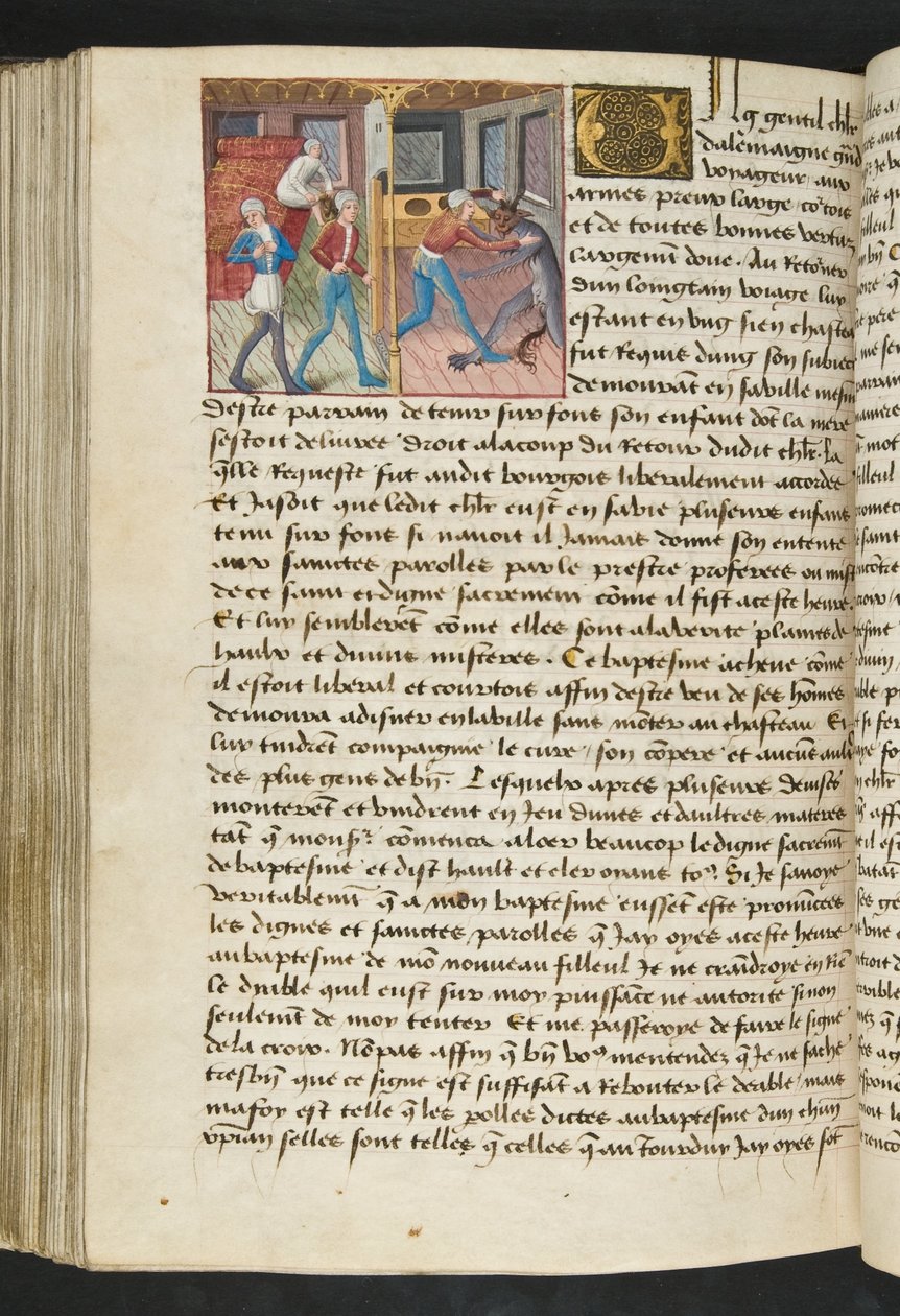 ^ MS Hunter 252 152v صفحة من Hundred News News ، c.1461-62 بواسطة المدرسة الفرنسية