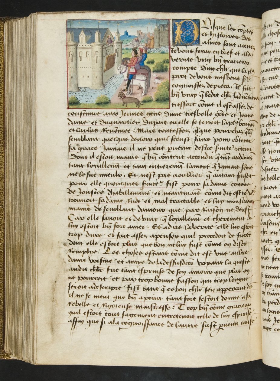 ^ MS Hunter 252 169v صفحة من Hundred News News ، c.1461-62 بواسطة المدرسة الفرنسية