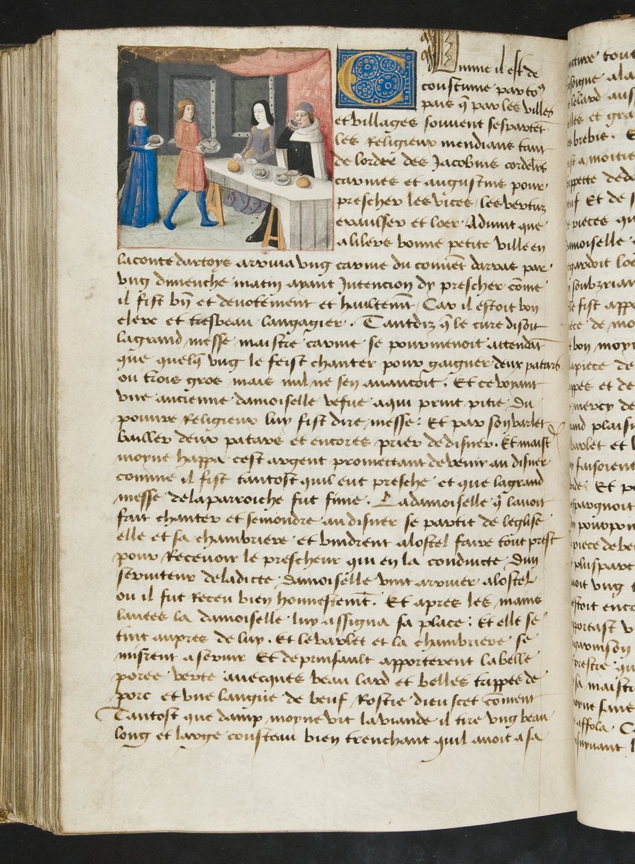 ^ MS Hunter 252 173v صفحة من Hundred News News ، c.1461-62 بواسطة المدرسة الفرنسية