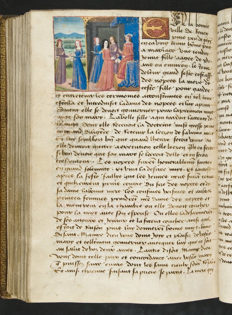 ^ MS Hunter 252 177v صفحة من Hundred News News ، c.1461-62 بواسطة المدرسة الفرنسية