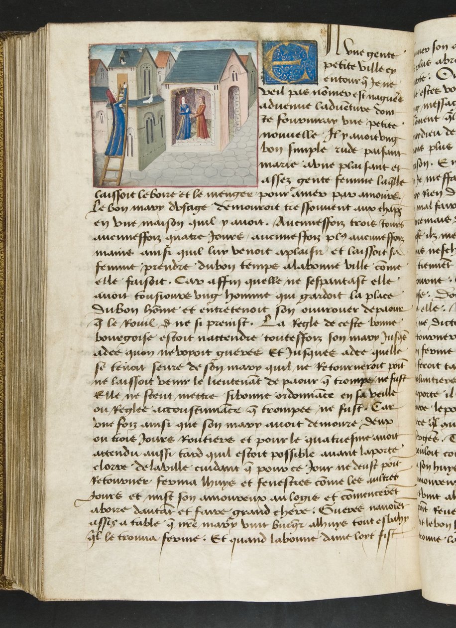 ^ MS Hunter 252 181v صفحة من Hundred News News ، c.1461-62 بواسطة المدرسة الفرنسية