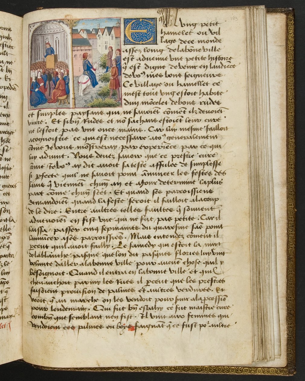 ^ MS Hunter 252 183r صفحة من Hundred News News ، c.1461-62 بواسطة المدرسة الفرنسية