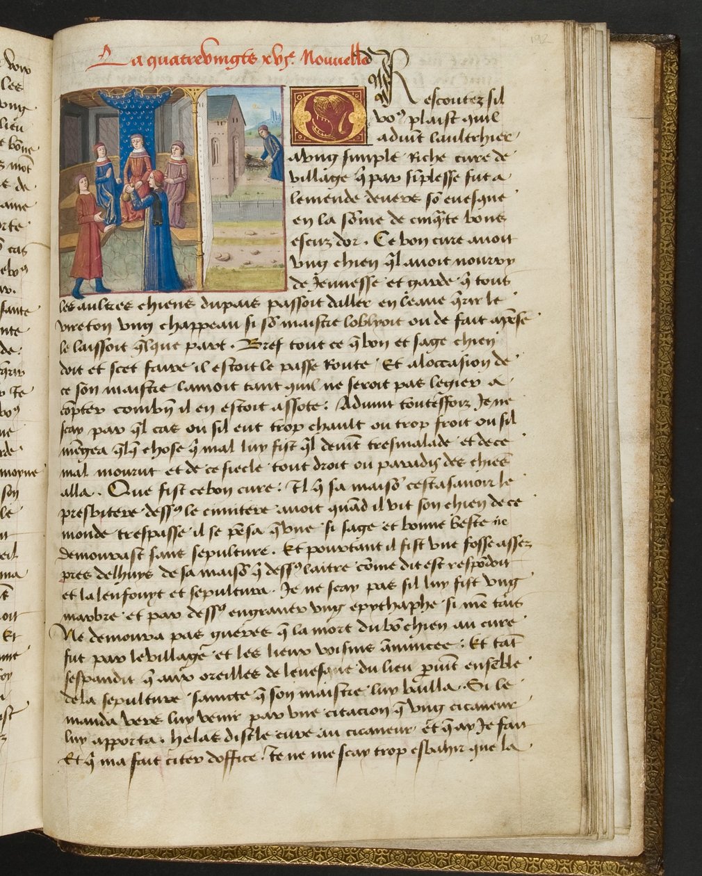 ^ MS Hunter 252 192r صفحة من Hundred News News ، c.1461-62 بواسطة المدرسة الفرنسية