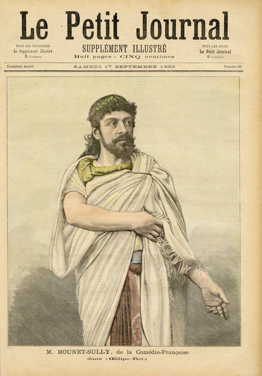 مونيه سولي في Oedipus Rex في Comédie-Française ، الغلاف الأمامي لمجلة Le Petit Journal بواسطة المدرسة الفرنسية