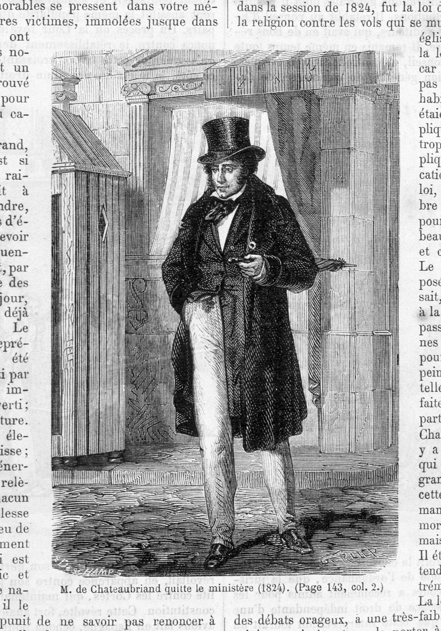 ترك M. de Chateaubriand الوزارة (1824). بواسطة المدرسة الفرنسية