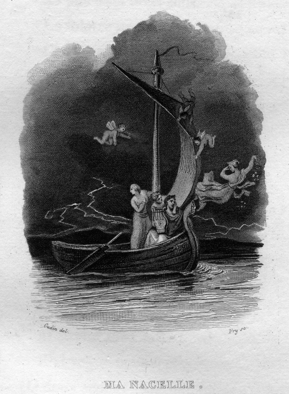 Ma nacelle Chanson de Beranger في "" Works Complete "(1834) من تأليف Pierre Jean de Beranger (1780-1857) ، شاعر وكاتب أغاني فرنسي. بواسطة المدرسة الفرنسية