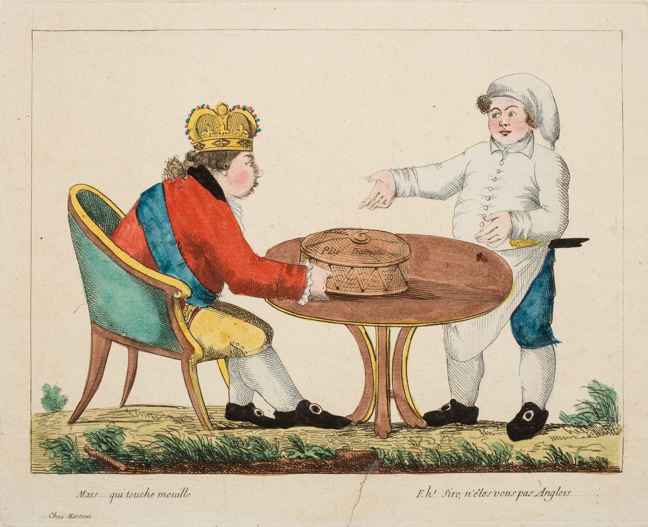 لكن ... من يلمس مبللاً ، حوالي 1803-4 (نقش ملون) بواسطة المدرسة الفرنسية