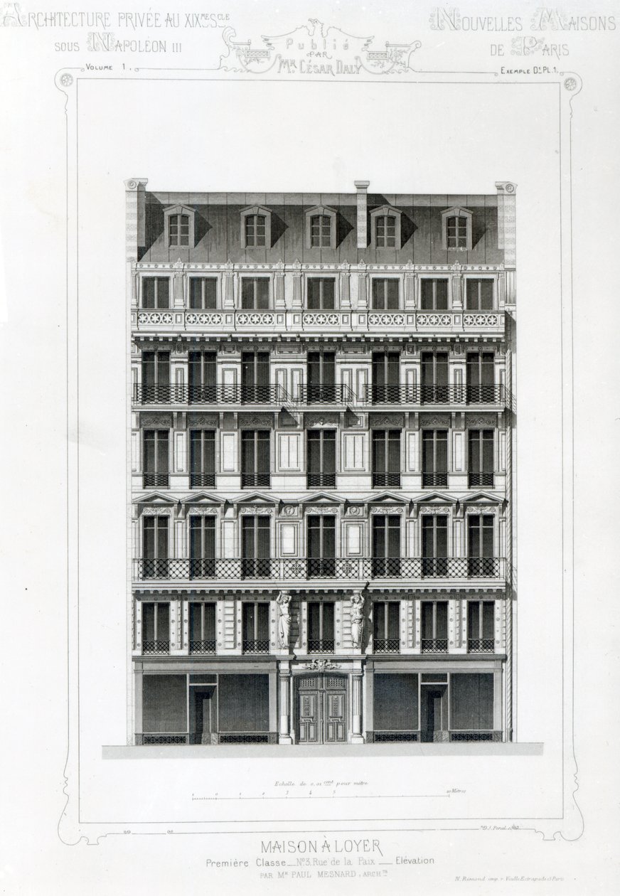 Maison A Loyer، No 3 Rue de la Paix، Paris؛ العمارة الخاصة في C19th بواسطة المدرسة الفرنسية