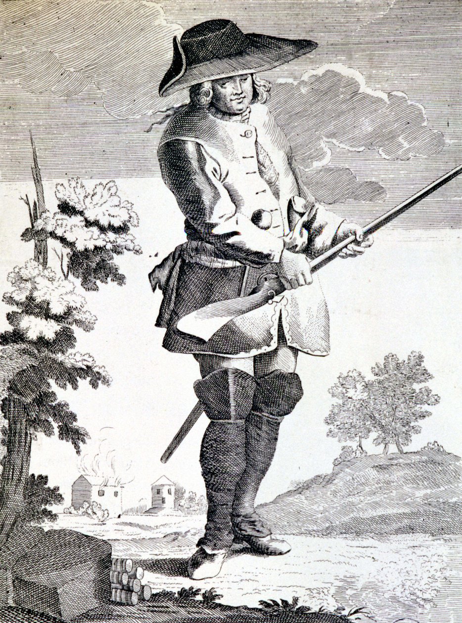 Mandrin, general of smugglers, disposing to some action - engraving بواسطة المدرسة الفرنسية