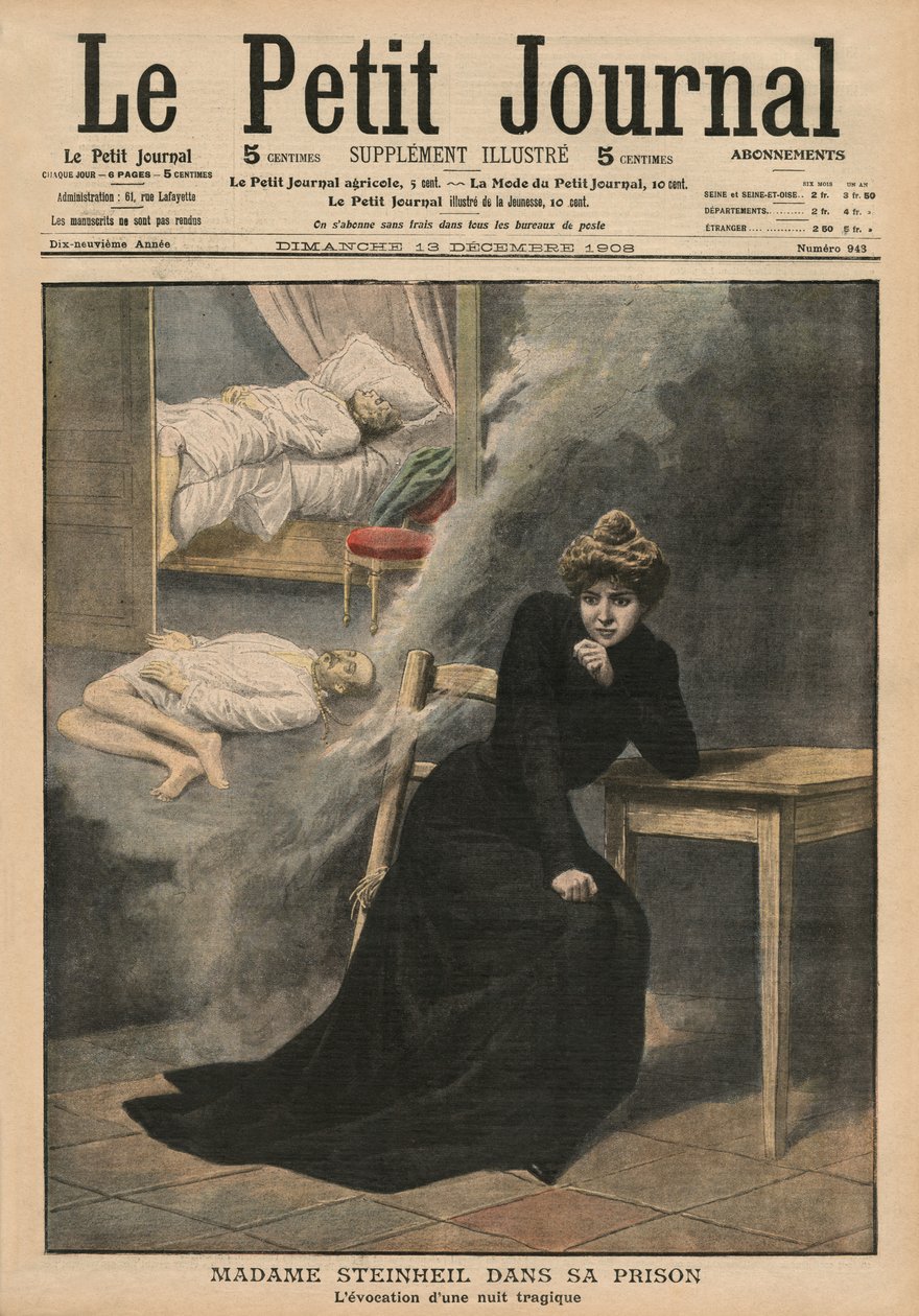 Marguerite Steinheil في السجن ، صورة الغلاف الأمامي من "Le Petit Journal" ، ملحق Illustre ، 13 ديسمبر 1908 بواسطة المدرسة الفرنسية