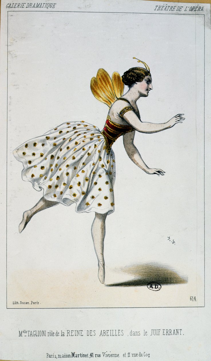 ماريا تاغليوني (1804-1884) مثل ملكة النحل في لو جويف مخطئة بقلم جاك فرومينتال هاليفي (1799-1862) c.1852 بواسطة المدرسة الفرنسية