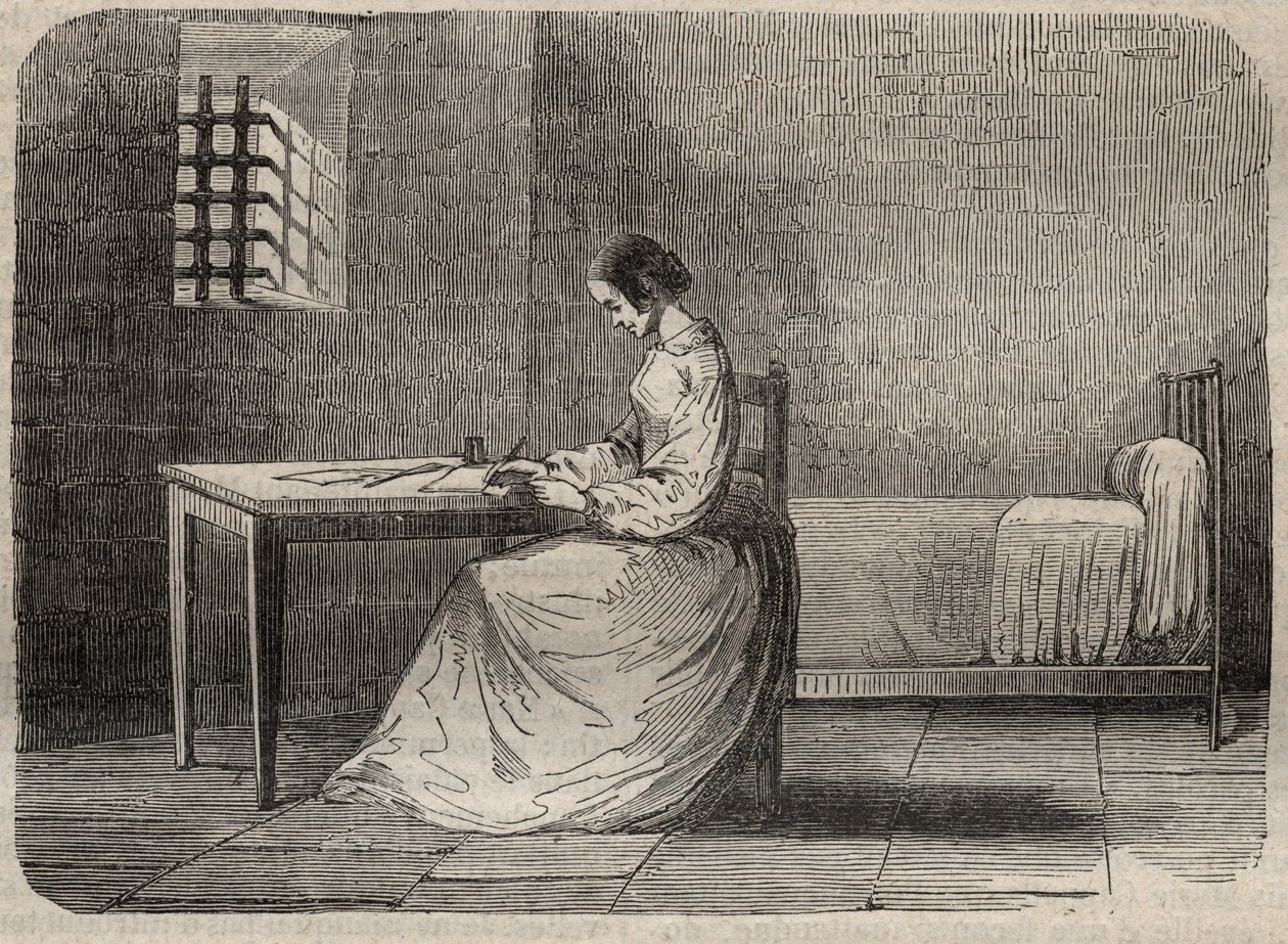 ماري فورتوني كابيل ، ماري لافارج (مدام) (1816-1852) مجرمة فرنسية في سجنها - نقش في "Causes celebres de tous les People's" بقلم أرماند فوكيه (1817-18؟) 1858-1867 - مجموعة خاصة بواسطة المدرسة الفرنسية