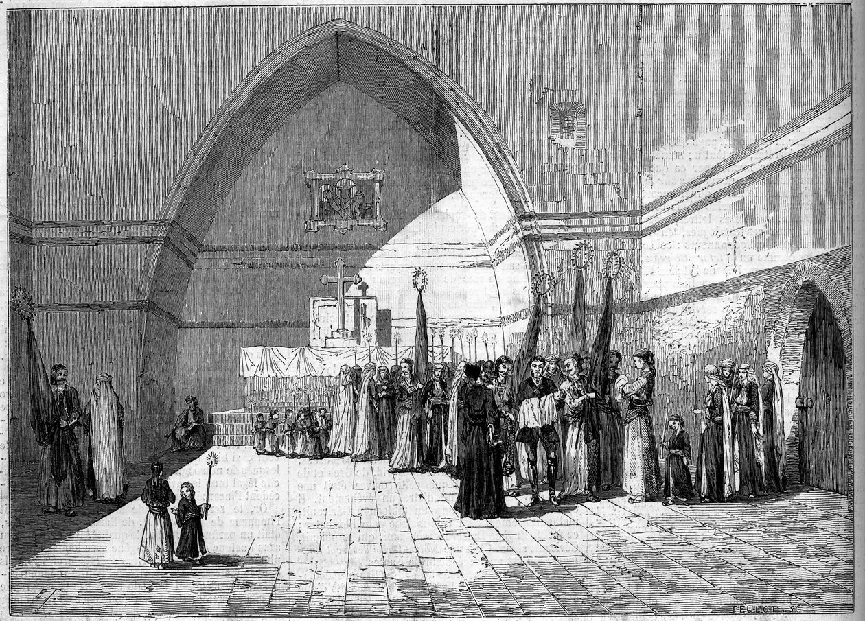 الطقس الماروني - المعمودية في عائلة ميتواليس - بيروت بواسطة المدرسة الفرنسية