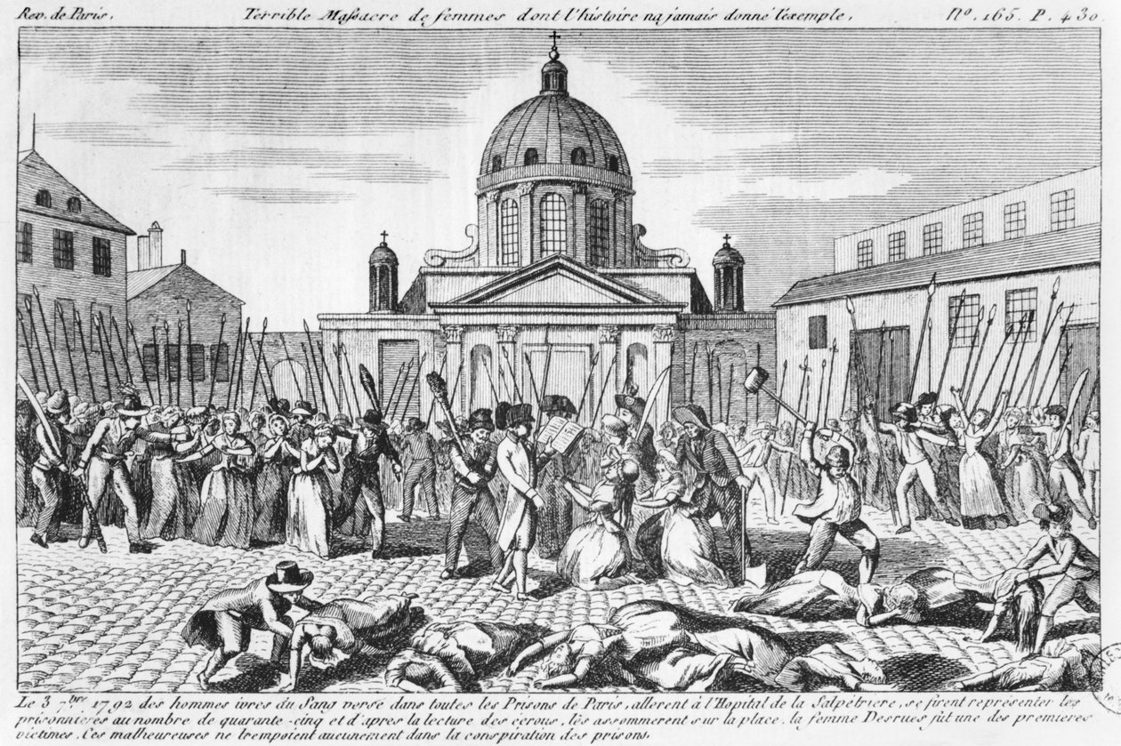 مذبحة النساء في Hopital La Salpetriere ، 3 سبتمبر 1792 بواسطة المدرسة الفرنسية