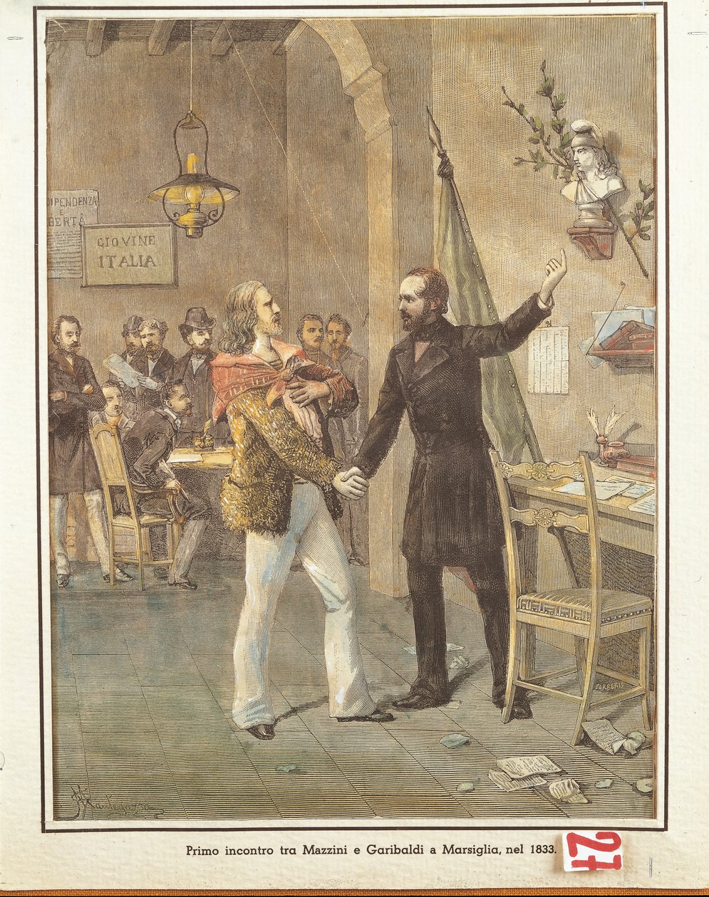 Mazzini and Garibaldi meeting in Marseille بواسطة المدرسة الفرنسية