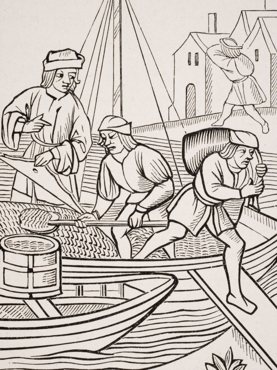 قياس الملح ، بعد قطع خشبية في "Ordonnances de la Prevoste des Marchands de Paris" ، 1500 ، من "Le Moyen Age et La Renaissance" بواسطة Paul Lacroix (1806-84) نشر عام 1847 بواسطة المدرسة الفرنسية