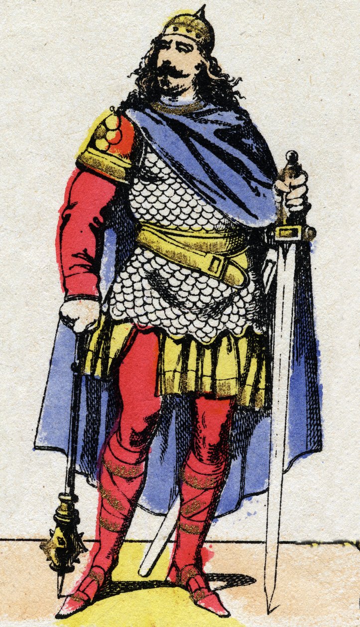 سلالة Merovingian: صورة تشارلز مارتل (v. 688-741) عمدة القصر من 737 إلى 741. تصوير إبينالي من نهاية القرن التاسع عشر. مجموعة خاصة. بواسطة المدرسة الفرنسية