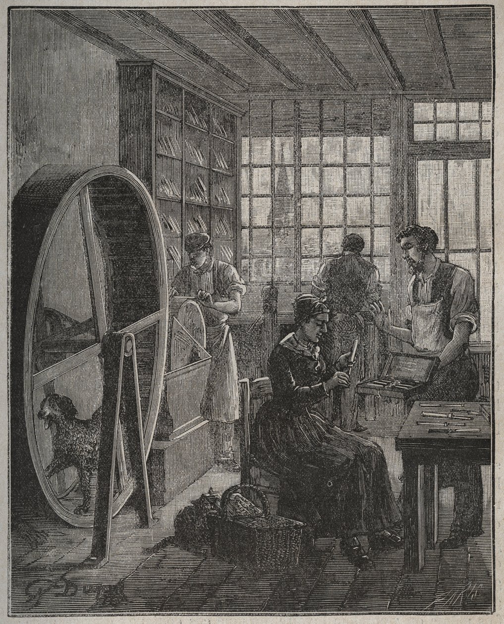 متير وحرفي: متجر أدوات مائدة في المقاطعة في القرن التاسع عشر. نقش من عام 1885 في "" Les Arts et metiers Illustres "" لأدولف بيتارد. بواسطة المدرسة الفرنسية