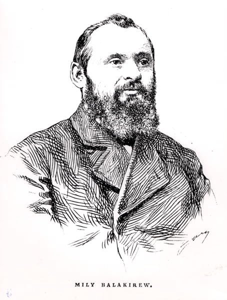 ميلي أليكسييفيتش بالاكيرف (1837-1910) ، رسم توضيحي من "تاريخ الموسيقى في روسيا" لألبرت سوبيس ، نُشر في باريس بواسطة المدرسة الفرنسية