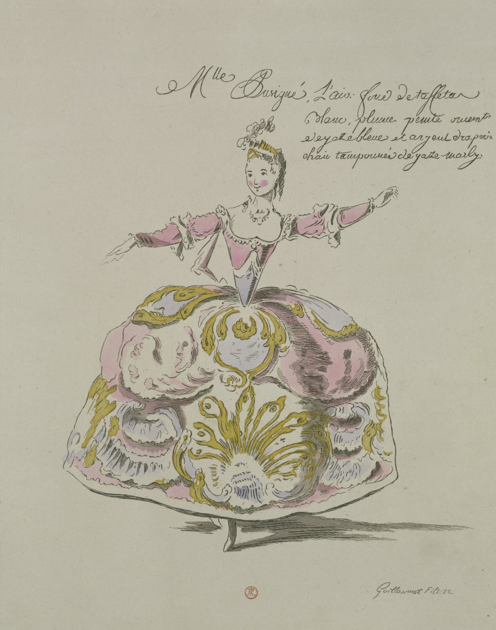 ملكة جمال Puvigne مثل الهواء ، في Zoroastre ، libretto بواسطة Cahusac ، ألحان جان فيليب رامو (1683-1764) فاكس بواسطة A. Guillaumot Fils ، 1749 (نقش ملون) بواسطة المدرسة الفرنسية