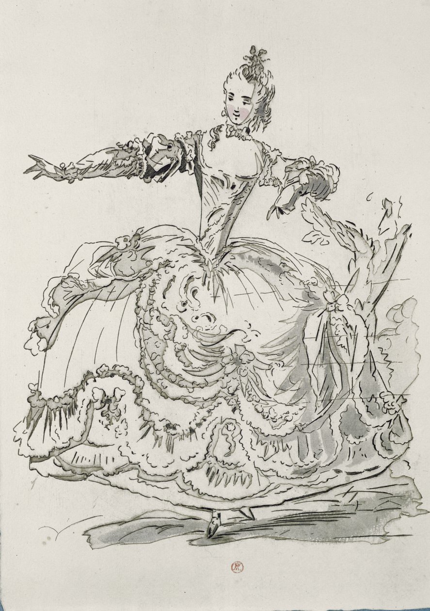 ملكة جمال Puvigne مثل تمثال المعيشة ، في Pigmalion ، libretto بواسطة Lamotte ، ألحان جان فيليب رامو (1683-1764) 1748 (نقش الألوان) بواسطة المدرسة الفرنسية