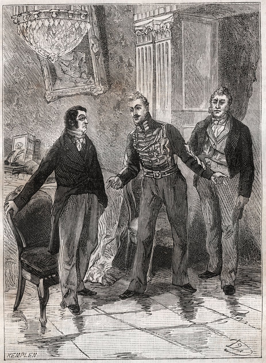 النظام الملكي في يوليو - نوفمبر 1834 - أدولف تيير (1797-1897) في دوق أورليانز لويس فيليب الأول (1773-1850) بواسطة المدرسة الفرنسية