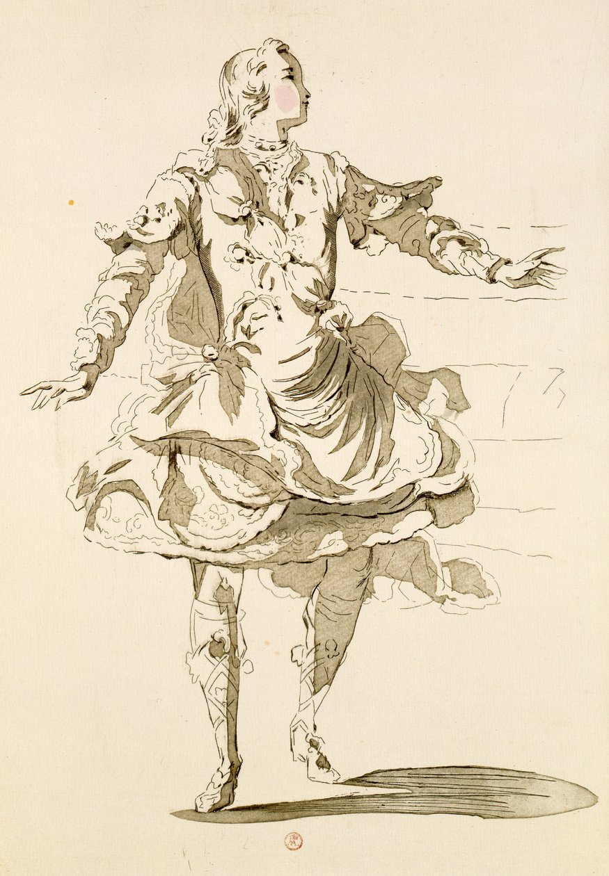 Monsieur Jeliotte مثل Pigmalion ، في Pigmalion ، libretto بواسطة Lamotte ، ألحان جان فيليب رامو (1683-1764) 1748 (نقش الألوان) بواسطة المدرسة الفرنسية