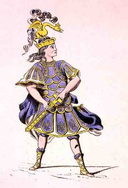 Monsieur Le Kain مثل Achilles ، في Iphigenia in Aulis ، بقلم جان راسين (1639-99) 1679 (نقش ملون) بواسطة المدرسة الفرنسية