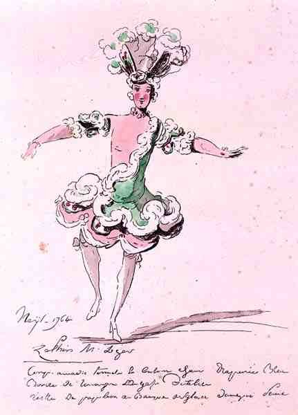 Monsieur Leger في دور Zephyr ، في Nais ، نص مكتوب من تأليف Cahusac ، ألحان جان فيليب رامو (1683-1764) 1764 (نقش ملون) بواسطة المدرسة الفرنسية
