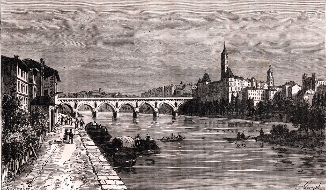 مونتوبان - لانغدوك روسيون ميدي بيرينيه - نقش في "La France illustree: الجغرافيا والتاريخ والإدارة الإحصائية" بقلم V.-A. الشعير براون. 1884 بواسطة المدرسة الفرنسية