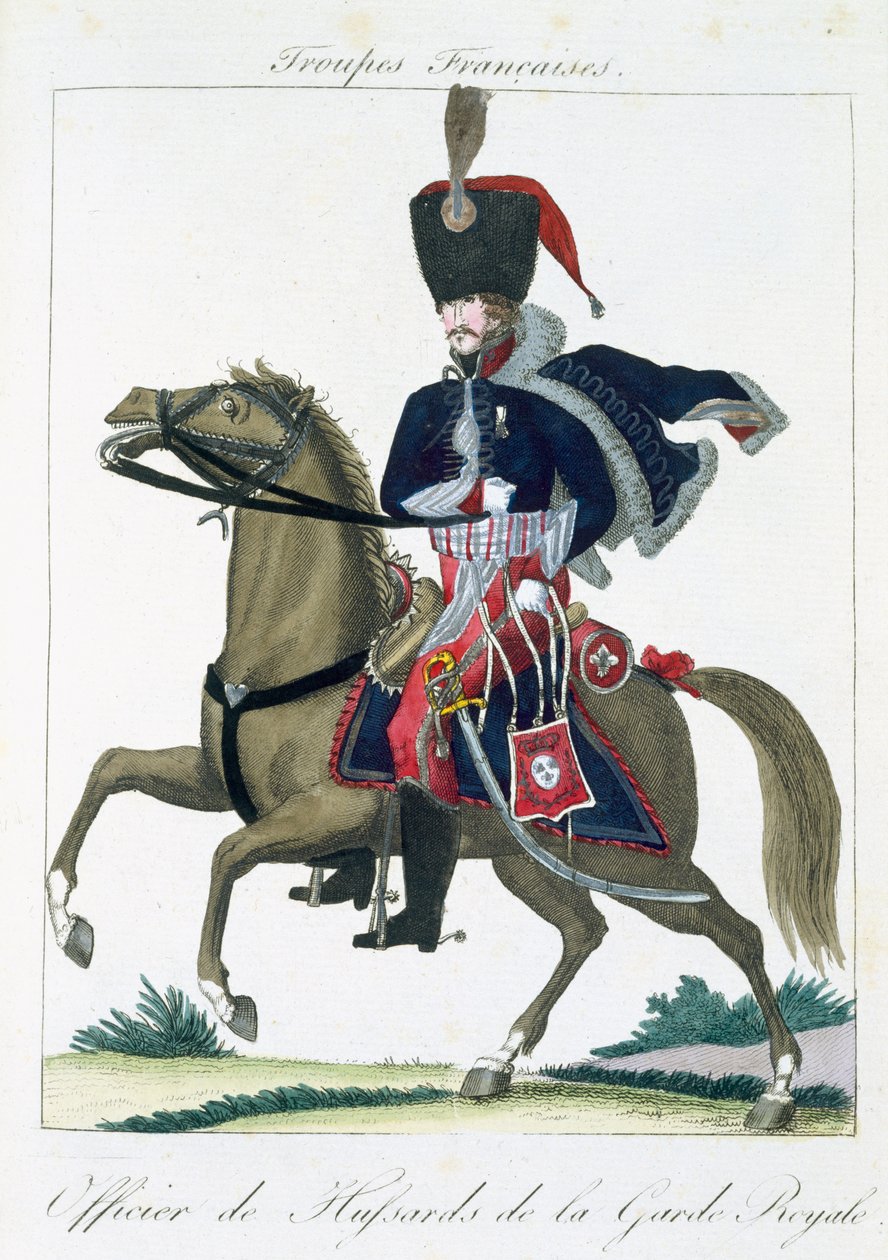 ضابط مركب على فرسان الحرس الملكي من فرقة الفرانسيس ، حانة. شي باسيت ، باريس ، 1790 بواسطة المدرسة الفرنسية
