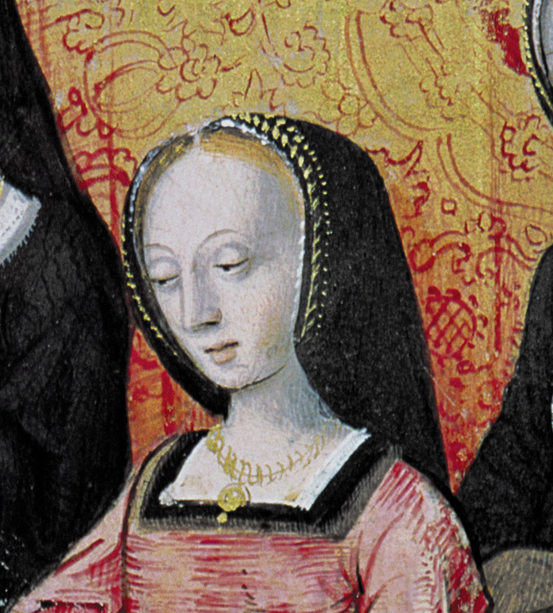 Ms.17 fol.1 المؤلف يقدم كتابه إلى آن بريتاني (1477-1514) من Vie des Femmes Celebres ، c.1505 (تفاصيل 153785) بواسطة المدرسة الفرنسية