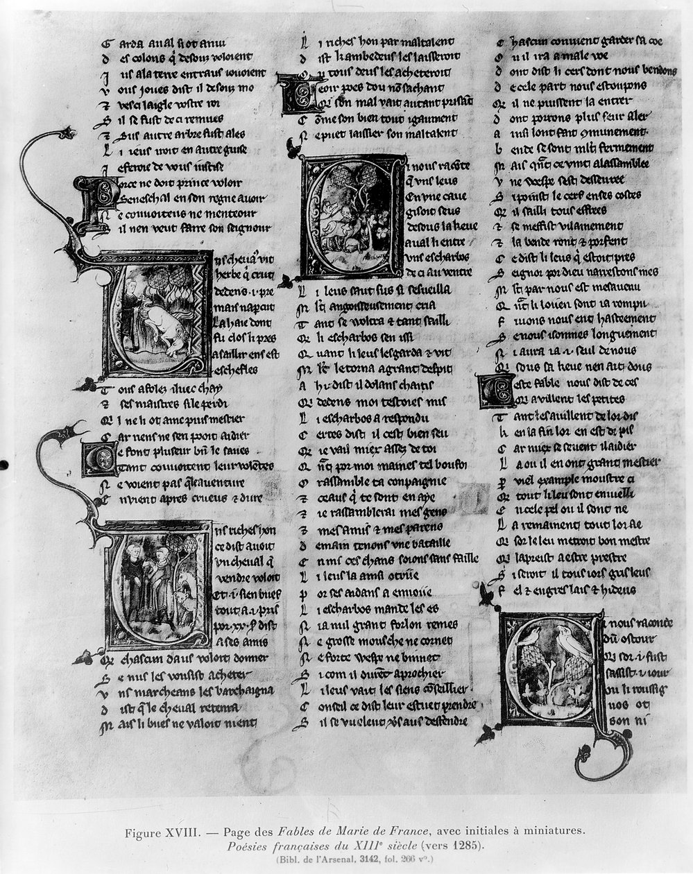 Ms 3142 fol.266 Fables by Marie de France (fl.12th Century)، from anthology of French Poems، c.1280-90 بواسطة المدرسة الفرنسية
