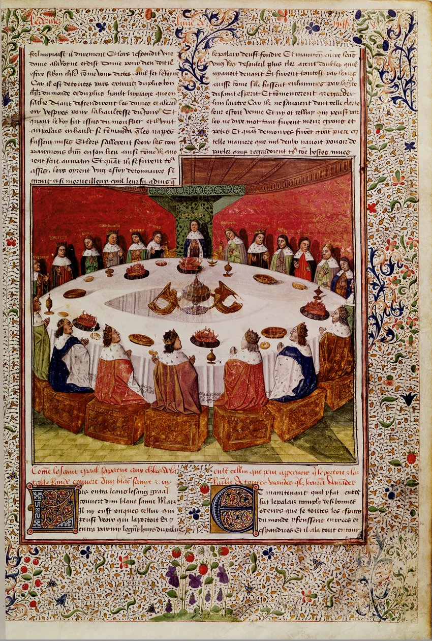 Ms.Fr. 112 و 5 ظهور الكأس المقدسة ، من كويست ديل سانت غراال ، 1470 بواسطة المدرسة الفرنسية