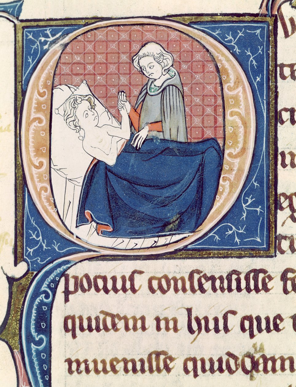 السيدة 1003 f.185v فحص المريض ، من Uvres بواسطة Galen Galen (c.130-c.201) بواسطة المدرسة الفرنسية