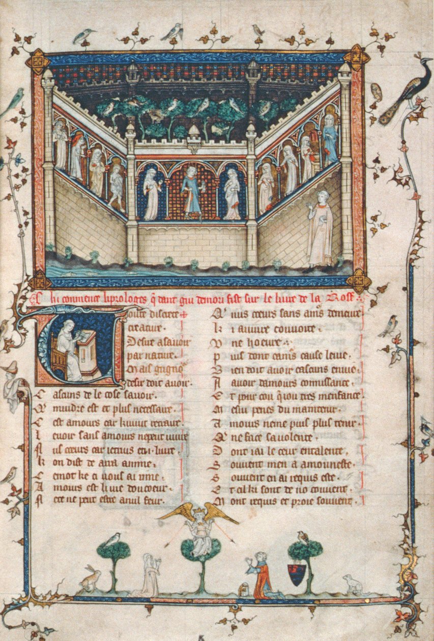 Ms 101 fol.5 روماني الوردة بواسطة المدرسة الفرنسية