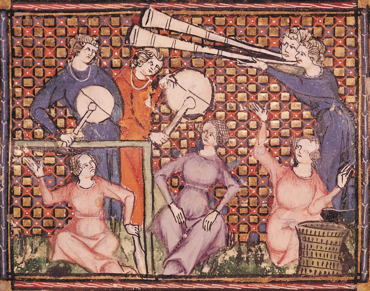 السيدة 1044 fol.103v الموسيقيون ، من Ovide Moralise بقلم كريتيان ليجوايس بواسطة المدرسة الفرنسية