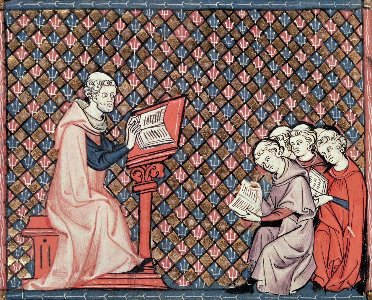 Ms 1044 fol.73v درس في الفلسفة ، من Ovide Moralise بقلم كريتيان ليجويس بواسطة المدرسة الفرنسية