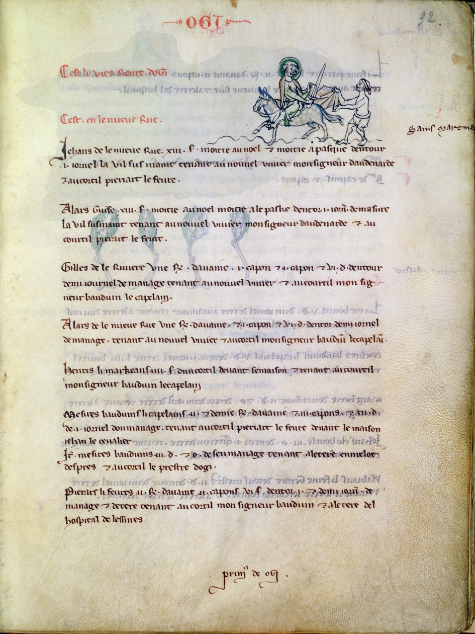 السيدة 1175 f.92 سانت مارتن يقطع عباءته ، من Vieil Rentier dAudenarde ، 1291-1302 بواسطة المدرسة الفرنسية