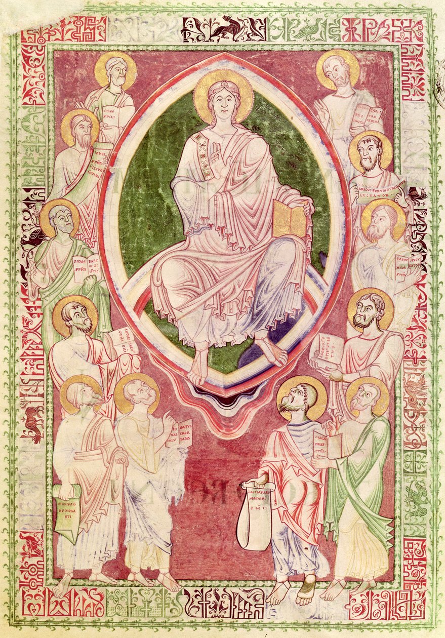 السيدة 132 صفحة 2 و المسيح مع الأنبياء الاثني عشر الصغار ، من Explanatio in Prophetas et Ecclesiasten بواسطة St. Jerome ، من Citeaux Abbey بواسطة المدرسة الفرنسية