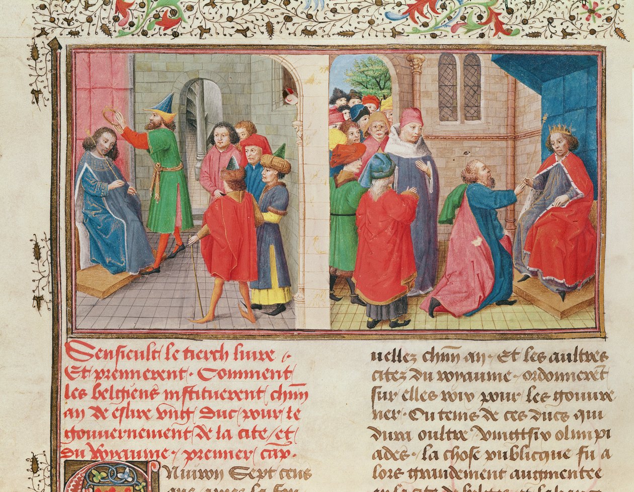 Ms 149 t.1 fol.108v كيف ينتخب البلجيكيون دوقًا من هيستوار دي نوبل أمراء دي هينو ، بقلم جاك دي جويز بواسطة المدرسة الفرنسية