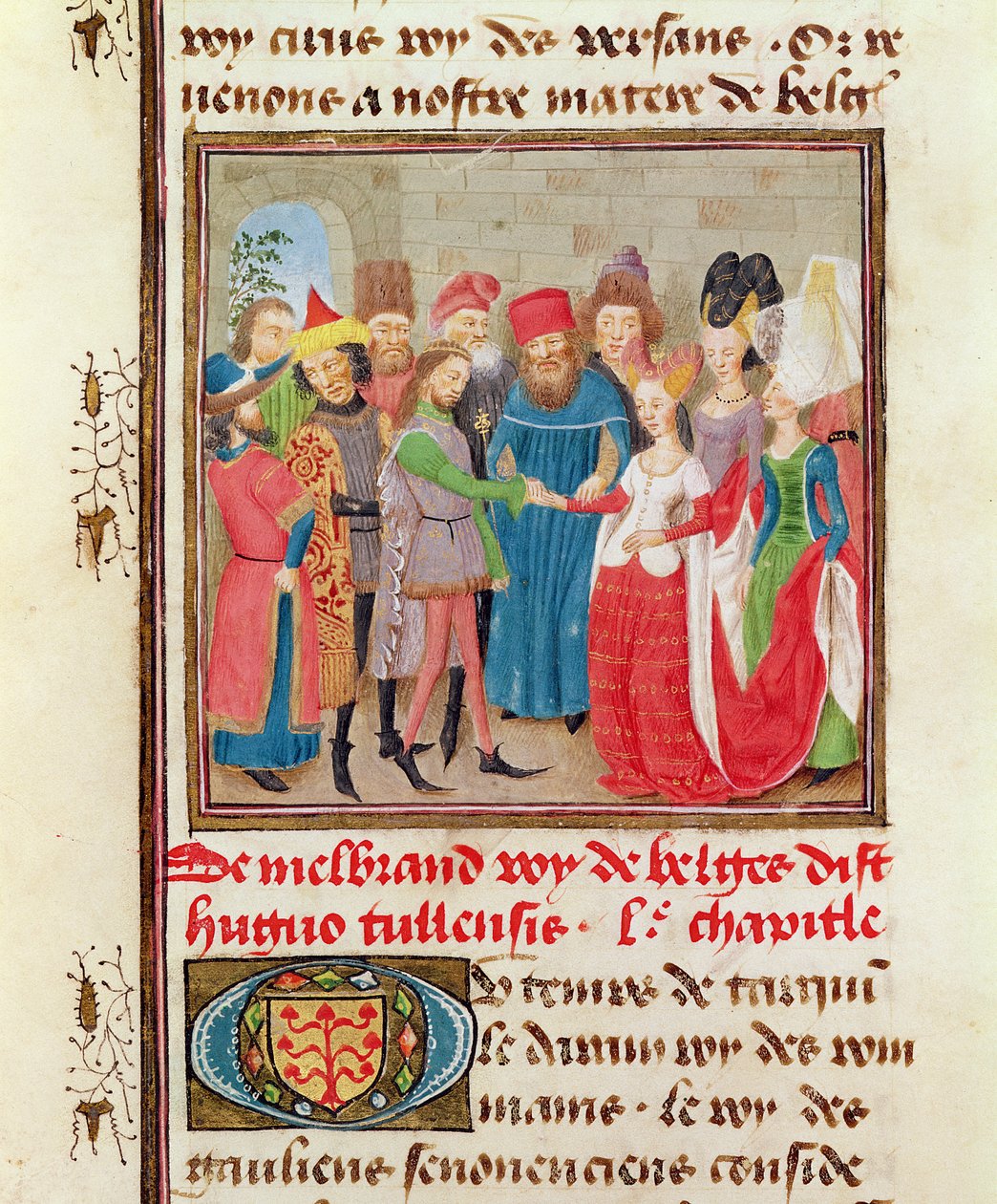 Ms 149 t.1 fol.95 مشهد زواج ، من هيستوار دي نوبل أمراء دي هينو ، بقلم جاك دي جويز بواسطة المدرسة الفرنسية