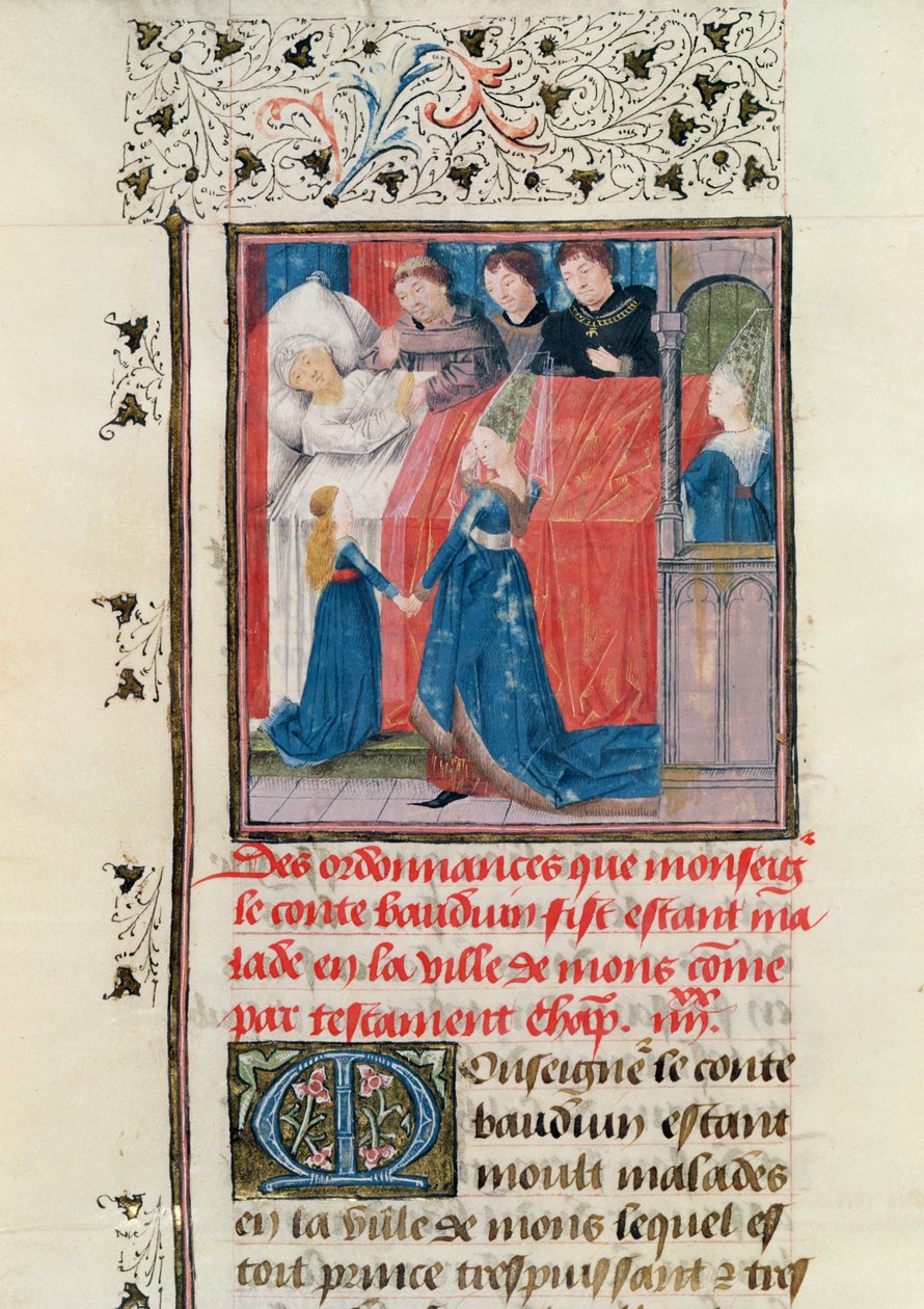 Ms 149 t.3 fol.163 المرض النهائي للكونت بالدوين الخامس من هاينولت بواسطة المدرسة الفرنسية