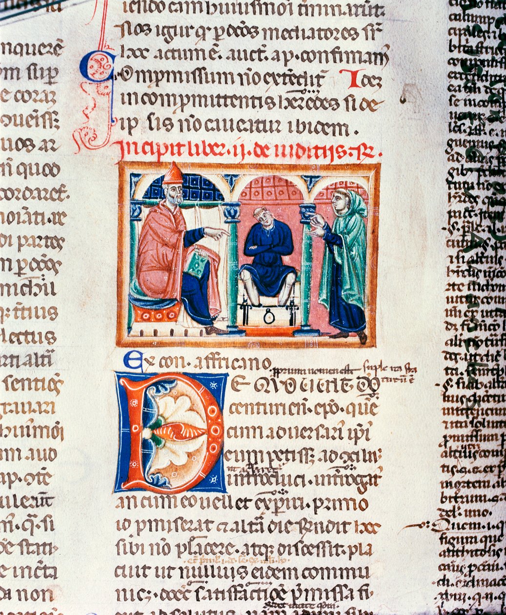 Ms 150 f.61v حكم من كتاب ديكسريتس دي جريجوار التاسع بواسطة المدرسة الفرنسية
